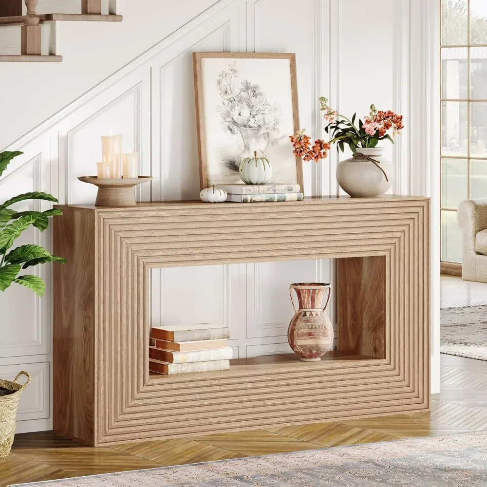 59-Inch Long Console Table for Living Room, Narrow Wood Entryway Table, Sofa Table with Storage, Farmhouse Behind Couch Table 4