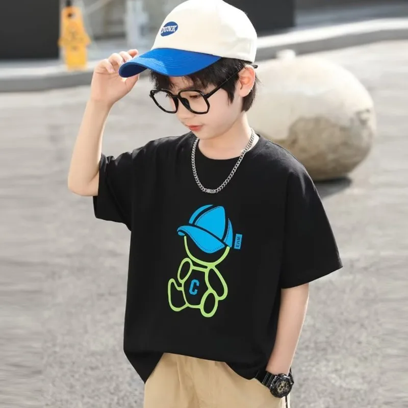 

Boys' Short-sleeved T-shirt Summer New Children's Clothing Children's Summer Big Children's Trendy Brand Fried Street Boys