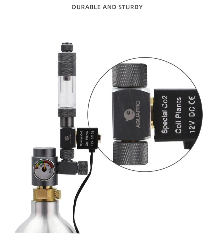AQUAPRO CO2 Magnetventil 12V Druckregler Wasserpflanze Messgerät Schalter Aquarium Zubehör Aquarien Zylinderausrüstung – Detail 2