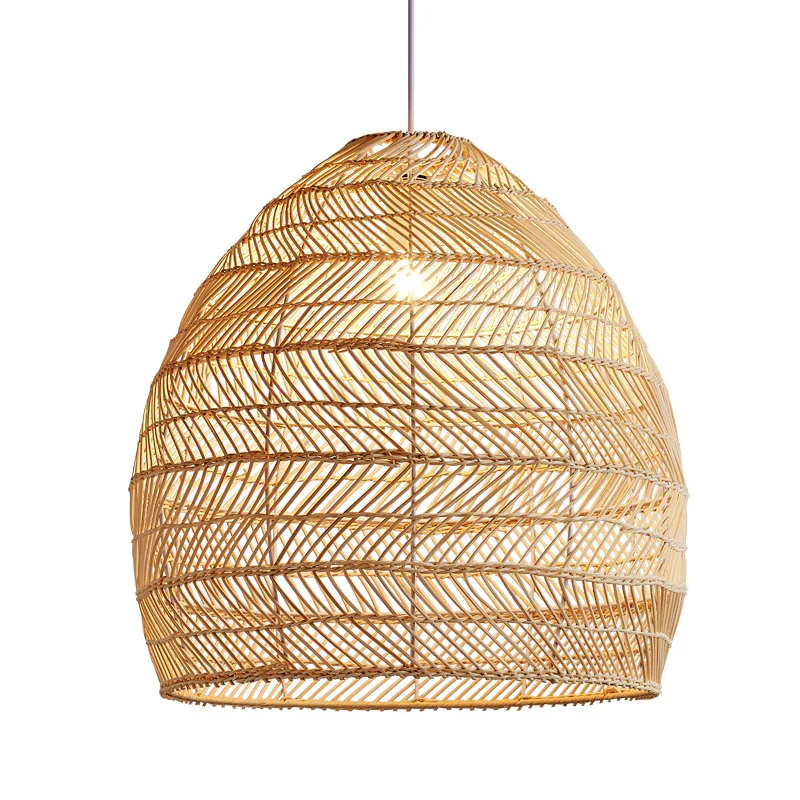 

Chinese Wicker Rattan Wave Pendant Light Modern Rustic Art Hanging Lamp Living Room Dining Room Balcony Home Decor Light Fixture