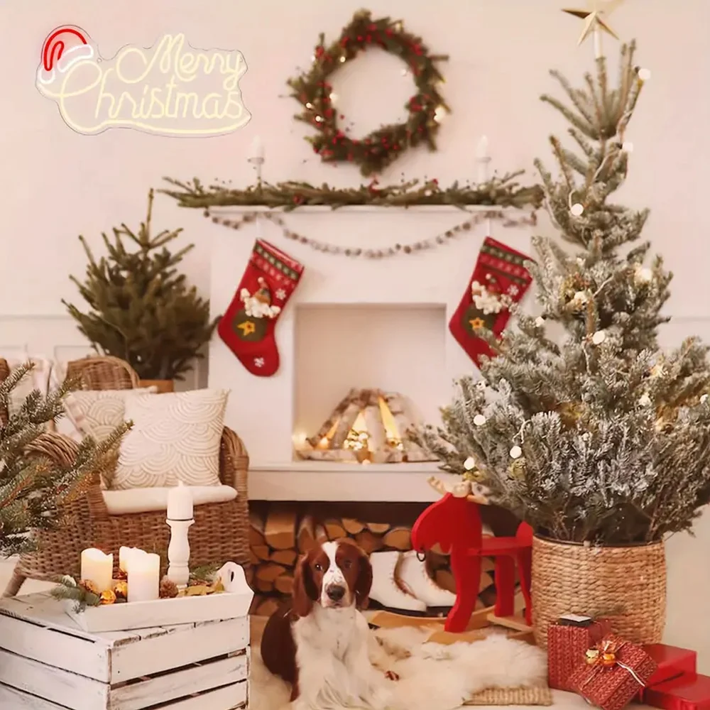 Merry Christmas Neon Sign Led Neon Lights, For Wall Decor Usb Light Up Signs,For Bedroom Home Party Christmas Decorations Family