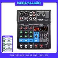 TEYUN NA4 4 Channel Mini Audio Mixer Sound Card DJ 16 Digital Effects Noise Reduction Console USB Record For Singing  Broadcast 1
