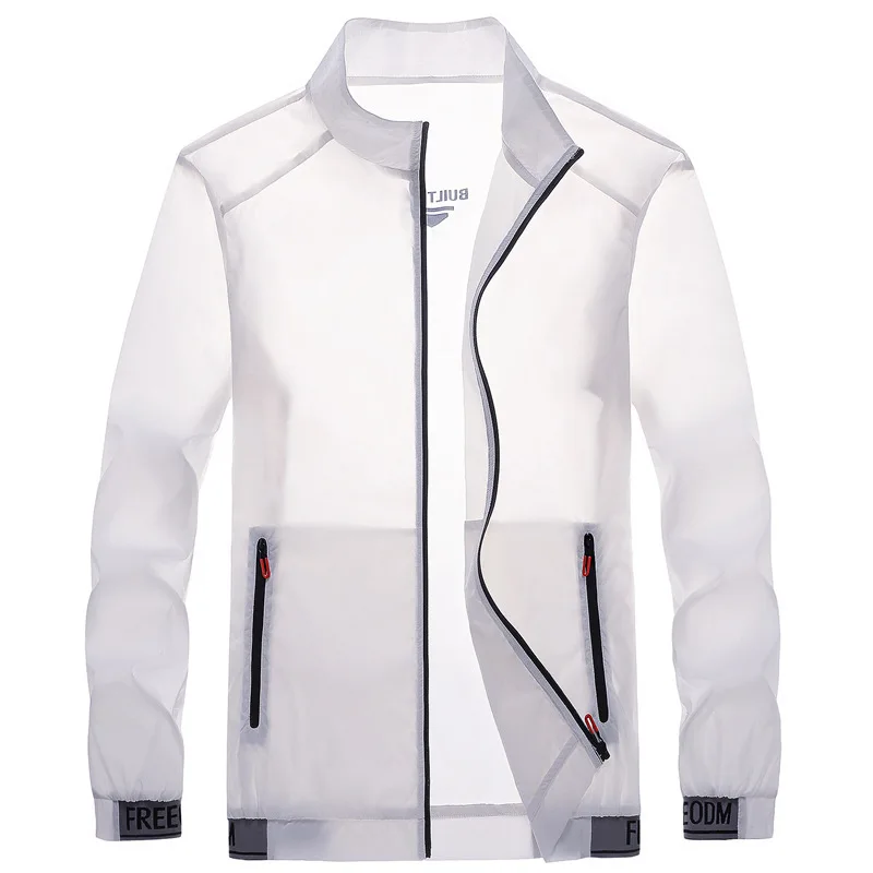 

2022 Summer New Ultra-Light Hood Men Jacket Thin Windbreaker Fashion Shiny Sunscreen Casual Zipper Coat Male Jacket