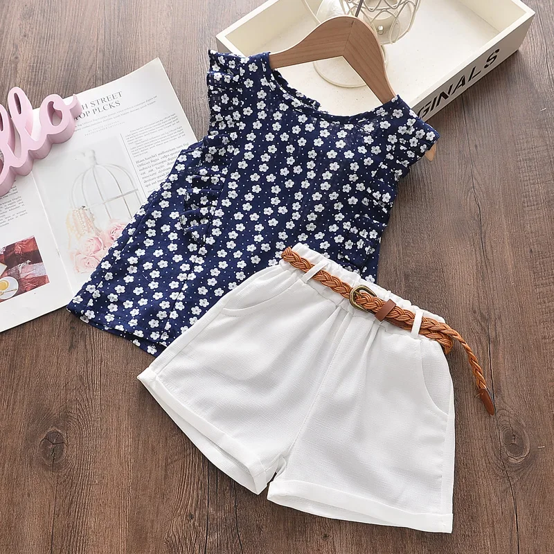 Melario Kids Girls Clothing Sets Summer Baby Girls Clothes T-Shirt and Jeans Shorts Suit 2Pcs Children Clothes Suits