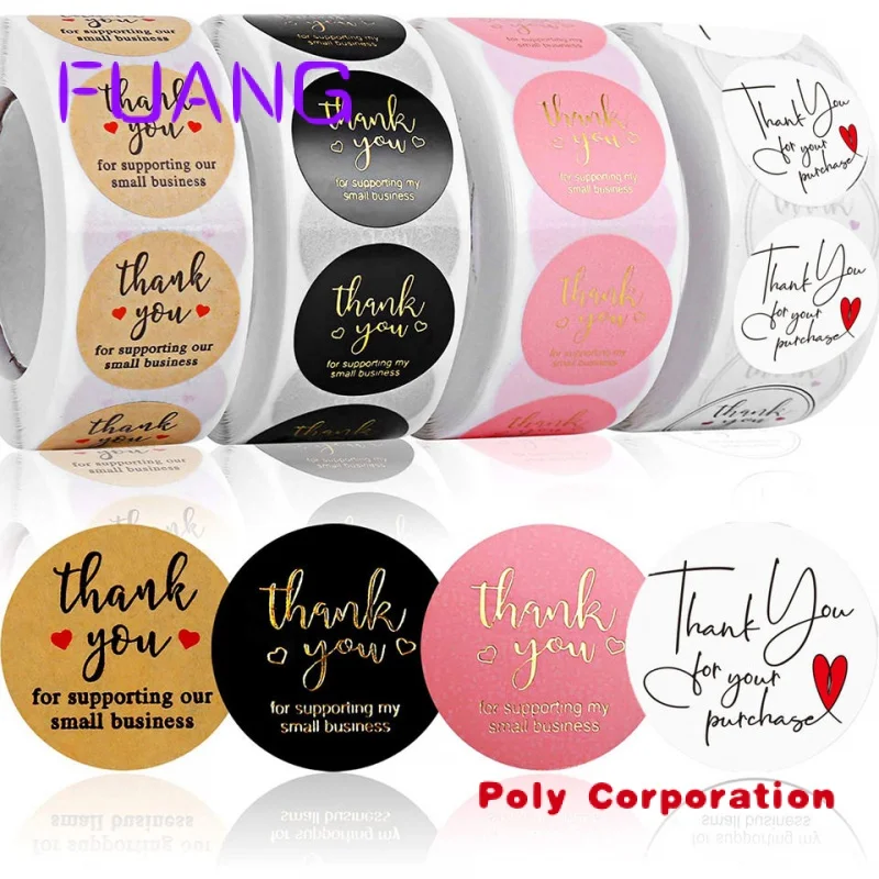 Custom  Luxury  thank you sticker label round custom printing logo stickers for packaging thank you sticker custom 500 pieces roll pink 2 fonts round seal sticker gift box envelope decoration label