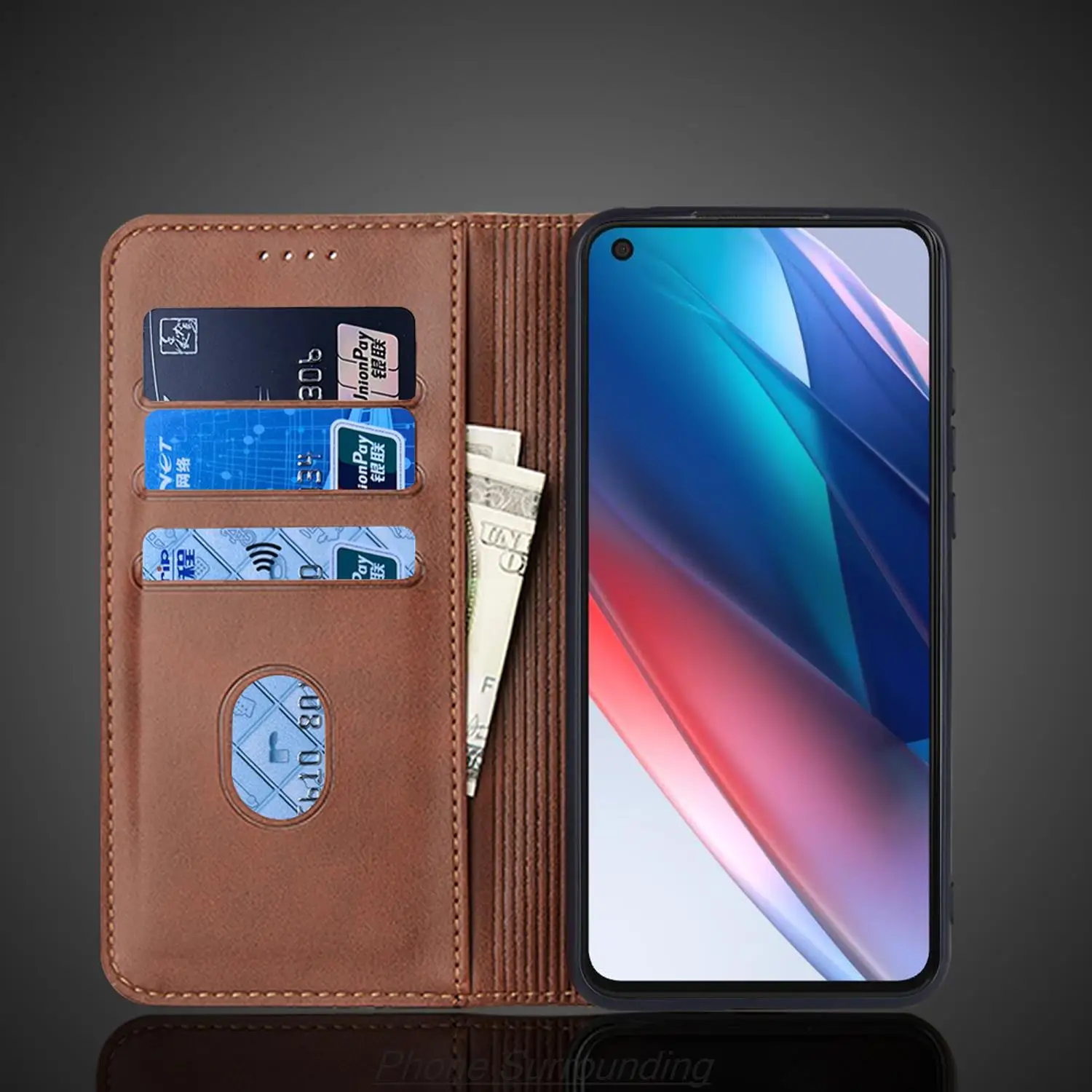 OPPO 용 가죽 케이스 X3 lite 찾기 플립 케이스 카드 홀더 홀스터 자기 매력 커버 케이스 지갑 케이스 Fundas Coque