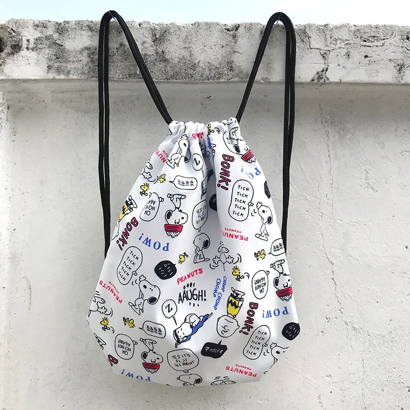 Snoopy boy girl drawstring drawstring pocket backpack sports household travel cartoon storage bag 5