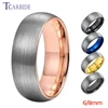 6mm 8mm Tungsten Engagement Ring For Women Men Domed Brushed Multicolor Jewelry Accessories Comfort Fit 1