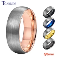 6mm 8mm Tungsten Engagement Ring For Women Men Domed Brushed Multicolor Jewelry Accessories Comfort Fit 1
