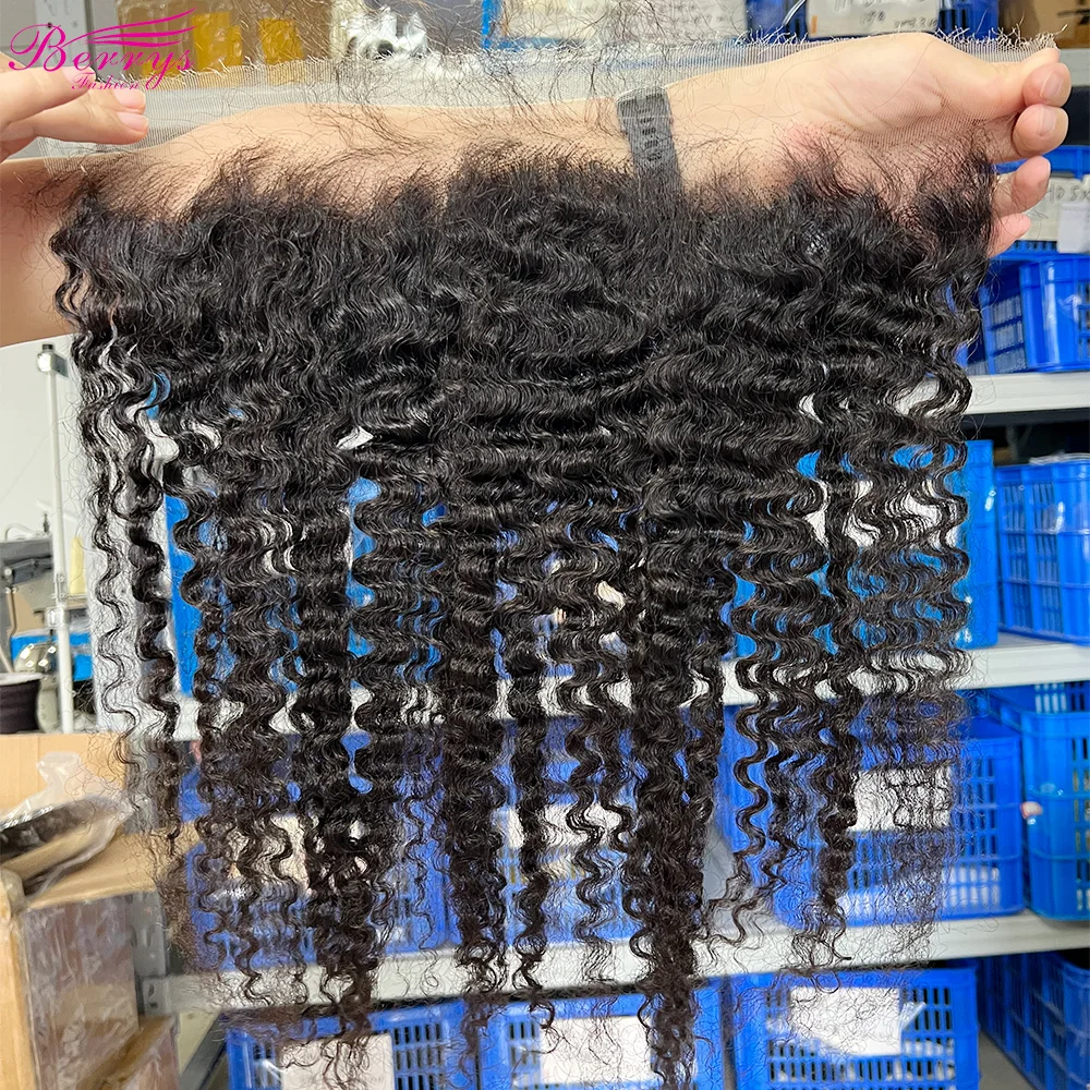 Berrys Fashion Real HD Full Burmese Curly Frontal 13x6 13x4 Invisible Melt Skin Lace Transparent 6*6 7*7 Closure for Girls