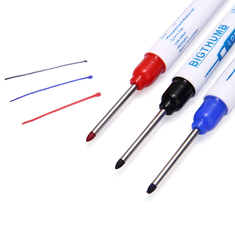 3pcs Long Head Markers 30mm Black Red Blue Marker Pens Multi purpose