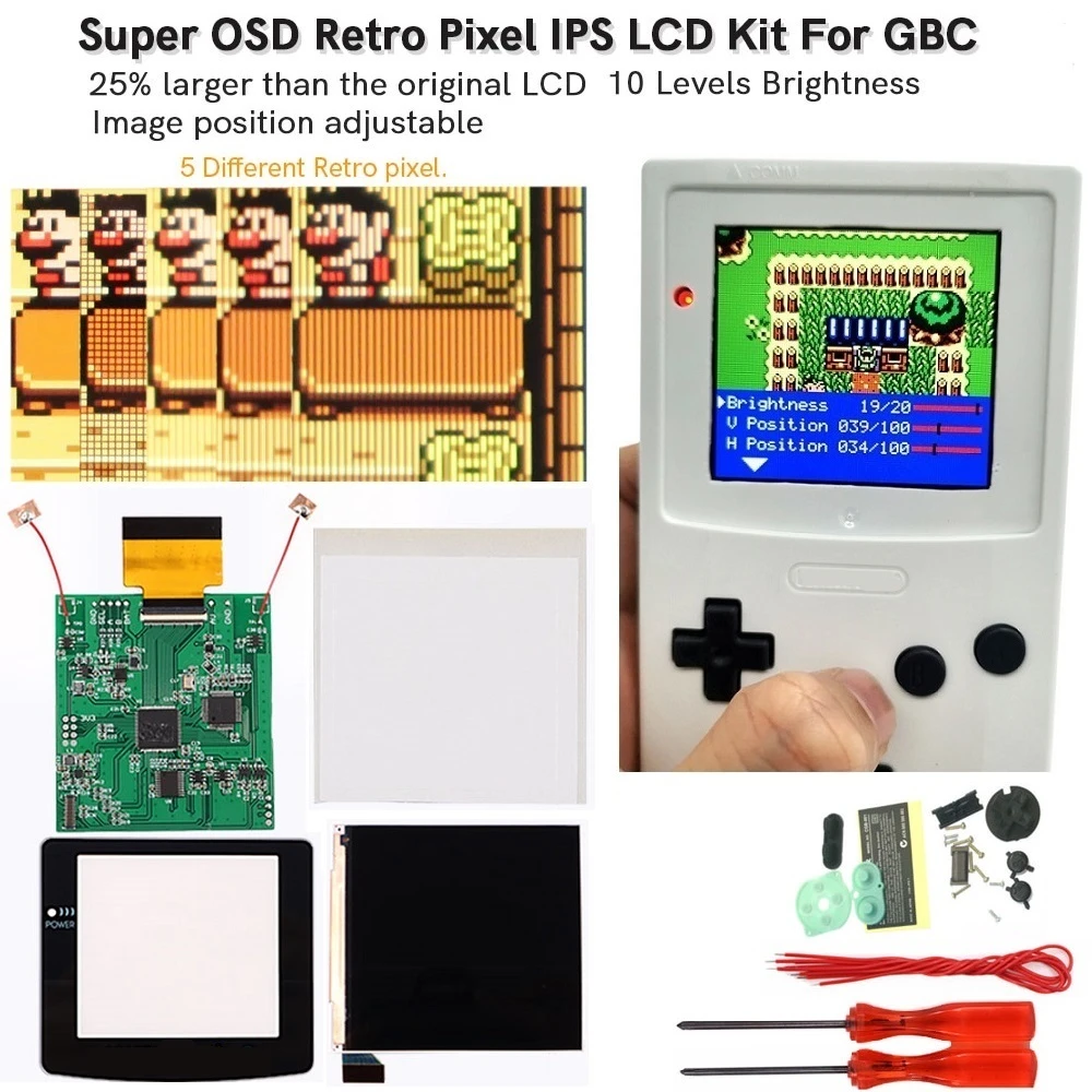Super Osd Version Retro Pixel Ips Lcd Screen Kit Backlight 