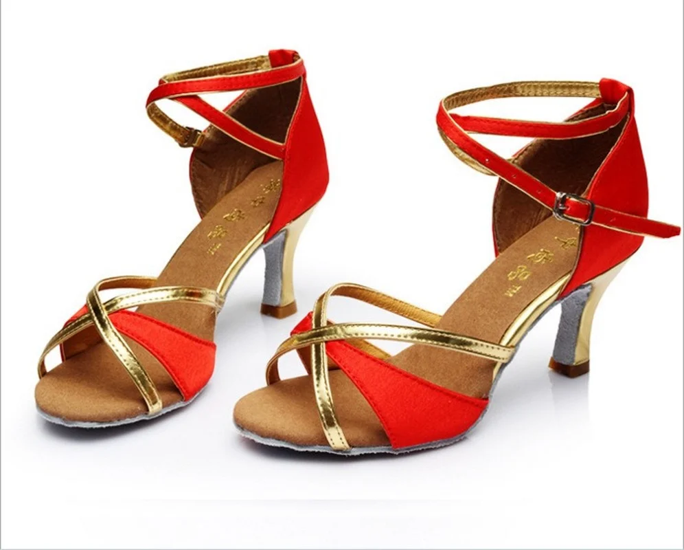 XIHAHA Fashion Latin Dance Shoes Women Girls‘Ballroom Tango Salsa Dancing Shoes for Ladies Soft Bottom High Heeled Sandals 5/7cm