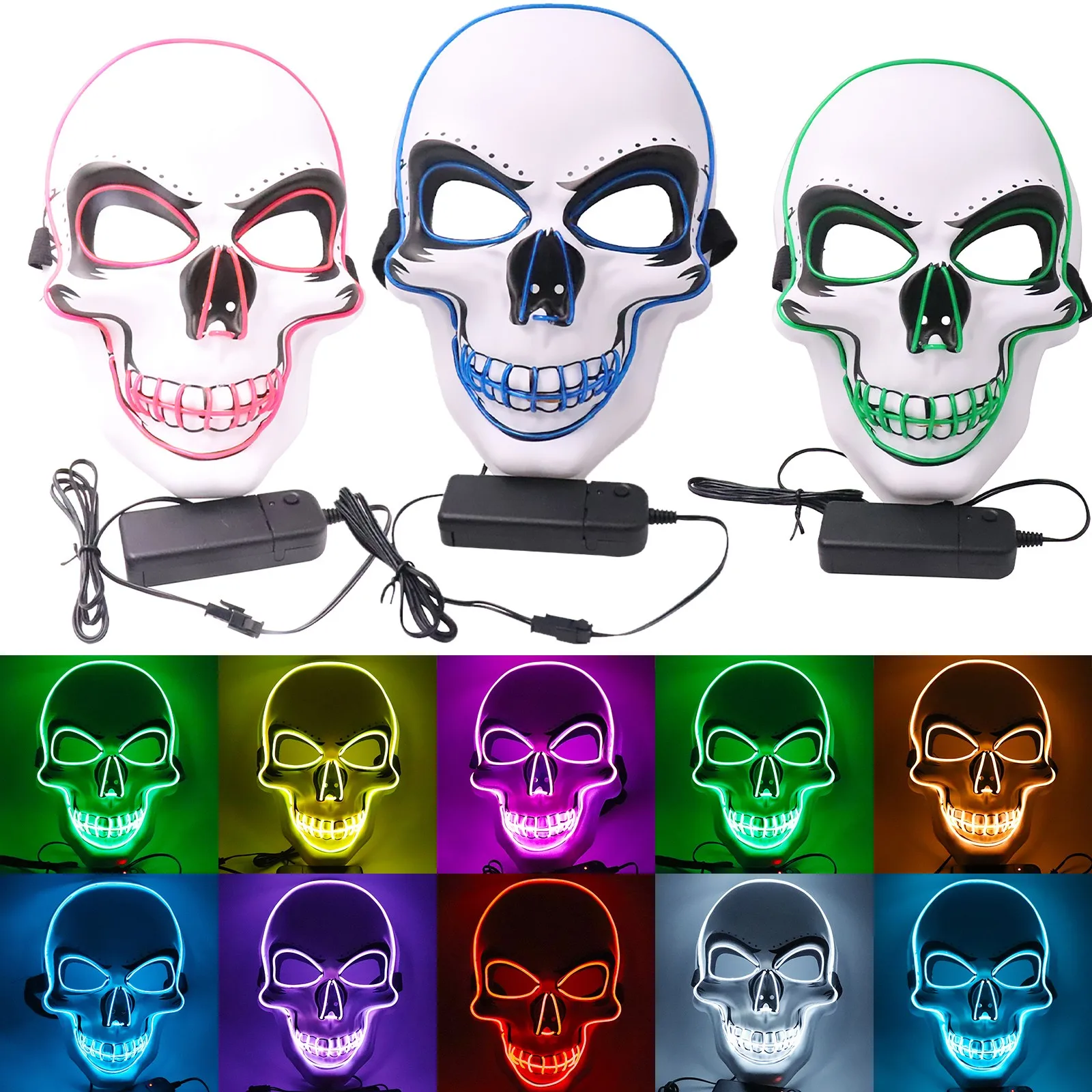 LEDHalloweenMaskLuminousGlowInTheDarkHalloweenPartyCostume