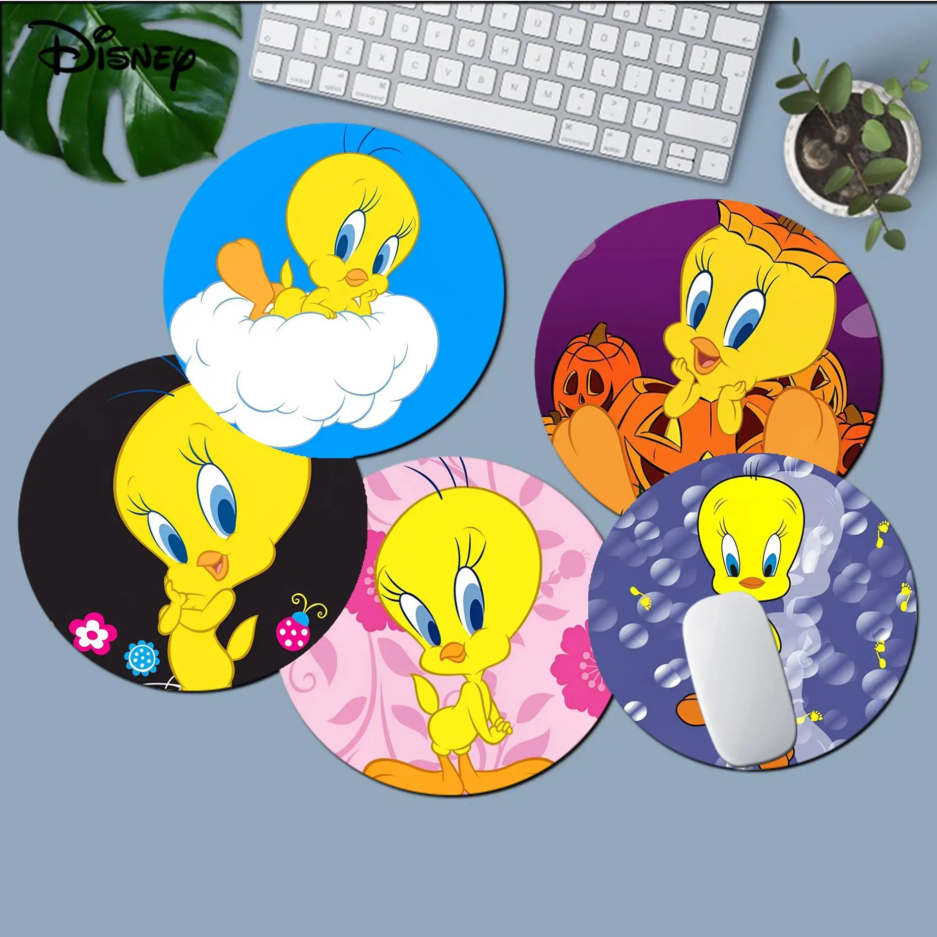 

cartoon t-tweety bird Mousepad Anti-Slip Round Cabinet Gaming Laptop Computer Desk Mat Office Pad Mouse Mat for Gamer Mousemat