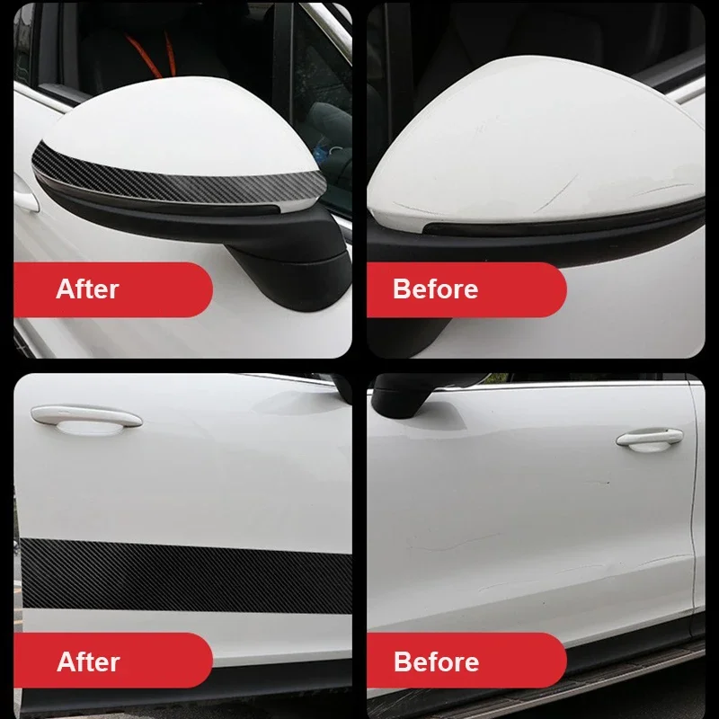 3/5m Rolls Carbon Fiber Car Sticker Auto Door Trunk Protective Strip Anti Scratch Tape Waterproof Decal Carbon Fiber Car Stickers