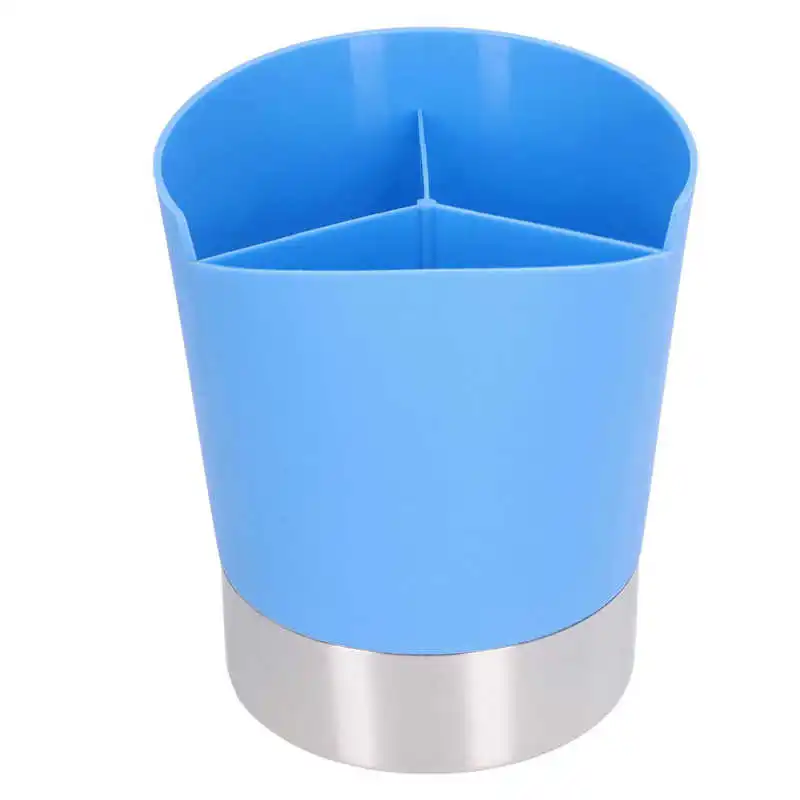 Straw Dispenser Blue Sturdy Durable 3 Compartments Stable Wide