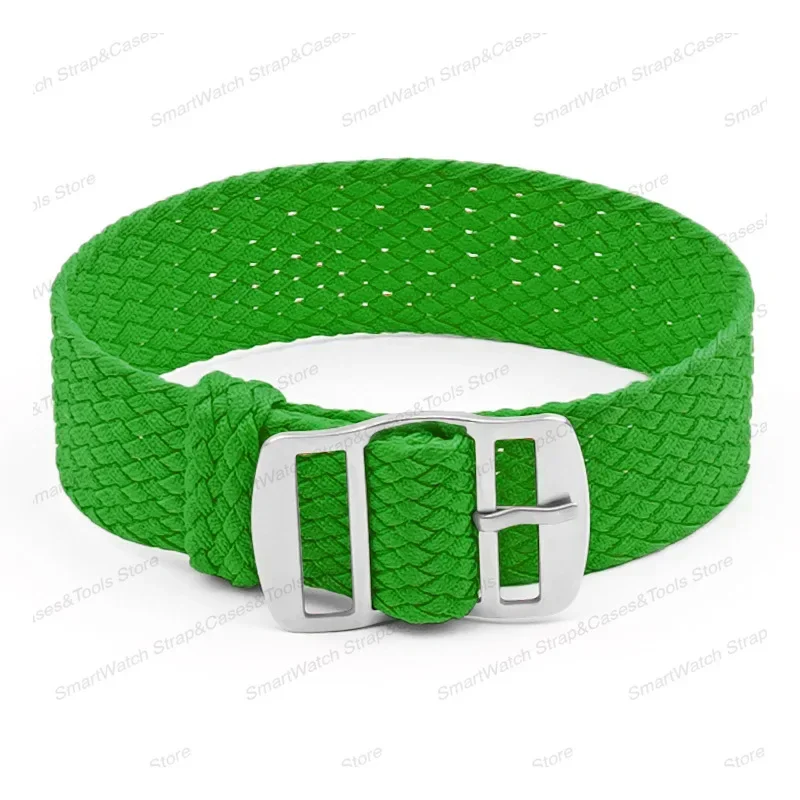Versatile Perlon Woven Nylon Watch Strap with Metal Buckle - Black and Blue