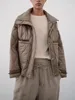 TRAF Women's New Fashion Warm Cotton Jacket Fall and Winter Standing Collar Long Sleeve Front Zipper with Buttons Vintage Jacket 2