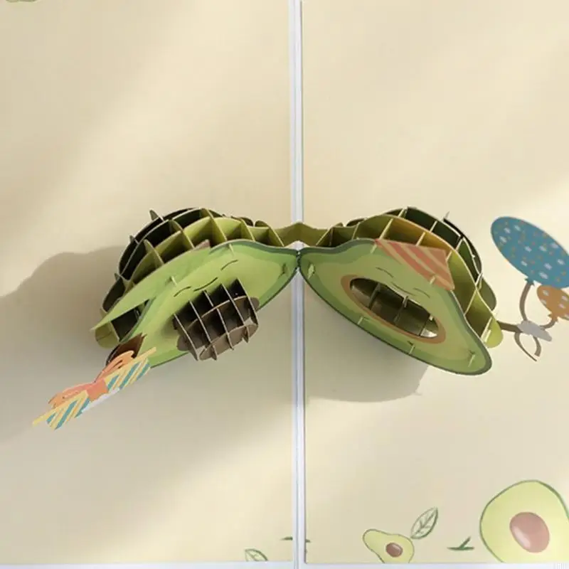 45BE 3D Avocado Birthday Card Surprise Mysterious for Children Kids Girl Boys Festival Gift Supplies Accessory