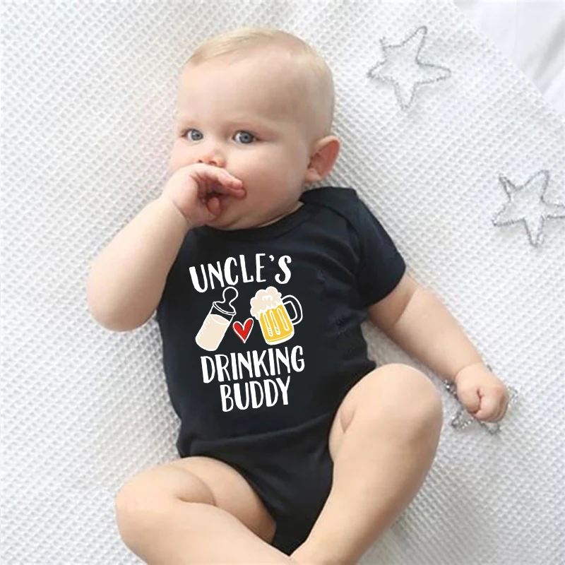 

Funny Uncle's/Daddy's Drinking Buddy Print Baby Rompers Cotton Short Sleeve Boys Girls Jumpsuits Summer Infant Bodysuits Gifts
