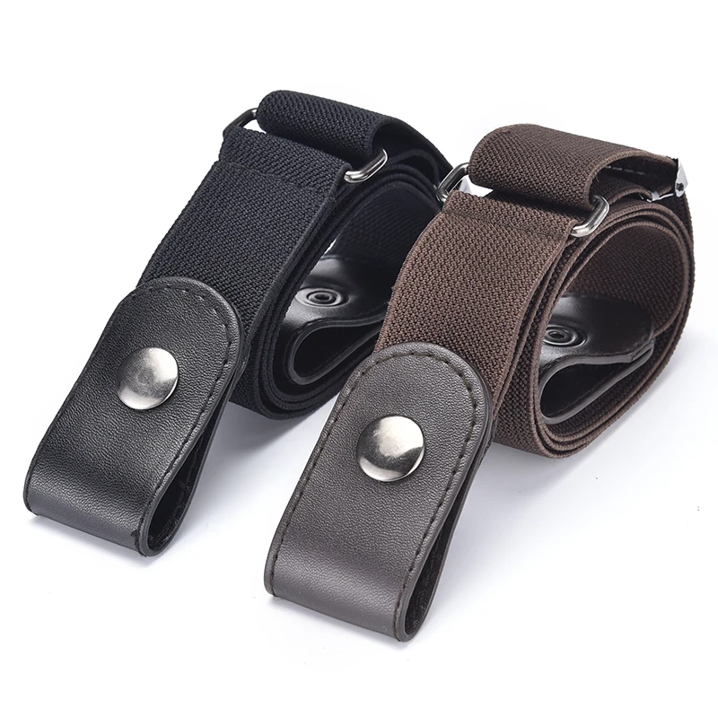 Simple Fashionable Women's No Buckle Stretch Elastic Waist Belt Men Woven Invisible Lazy Belt Length Adjustable，For Jeans、Dress