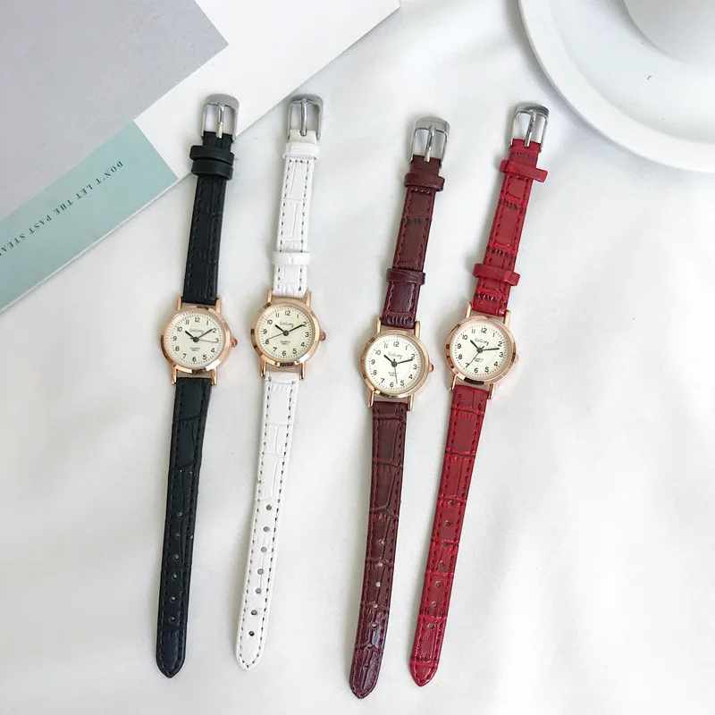 

Bamboo Knot Vintage Leather Women Small Watches Designer Blue Pointer Simple Number Dial Fashion Ladies Quartz Wristwatches