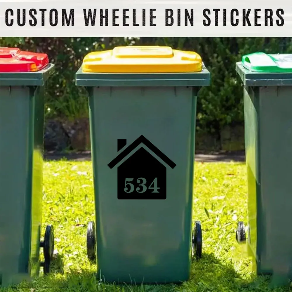 1pc Cool Customized Number Trash Can Identification Vinyl Waterproof, Abrasion-resistant, Season-resistant Stickers Indoor and O 3
