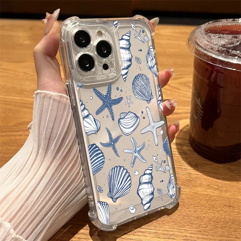 Nautical Shark & Whale Pattern Soft Phone Case
