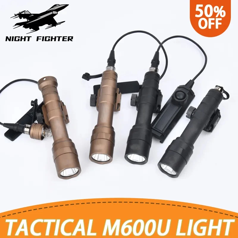 Surefr Tactical Flashlight M600 M600U Scout Light With Dual Function Pressure Switch Rifle Light Hunting Weapon Gun Light Acces