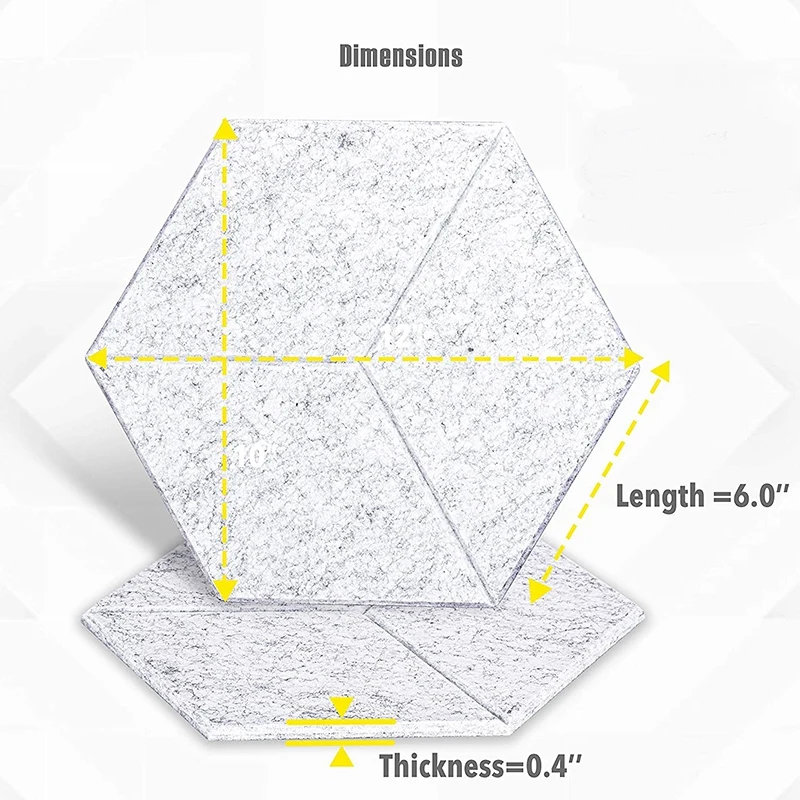 12 Pcs Acoustic Foam Panel Hexagon Acoustic Panels For Treatment,Beveled Edge Tiles For Echo Bass Insulation