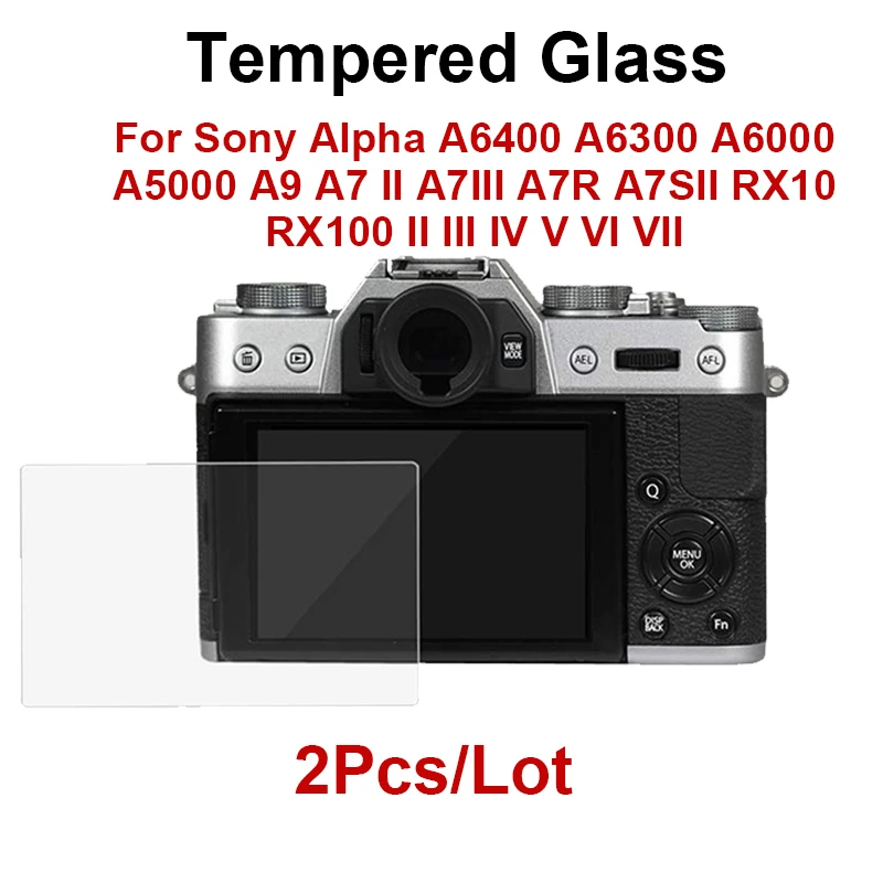 

2pcs Tempered Glass Screen Protector For Sony Alpha A6400 A6300 A6000 A5000 A9 A7 II A7III A7R A7SII RX10 RX100 II III IV V VI