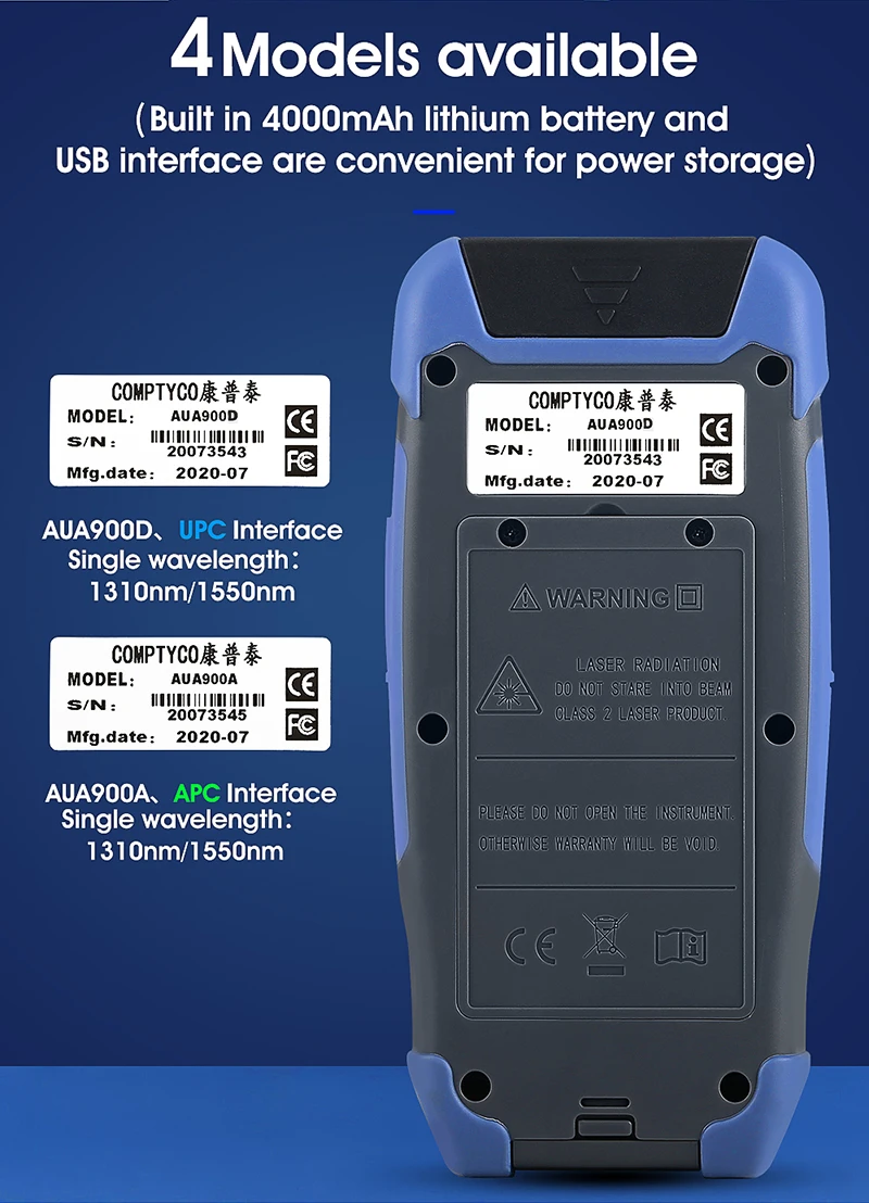 AUA900D/900A 60KM OTDR Fiber Optic Cable Tester Multi-functional Optical Time Do