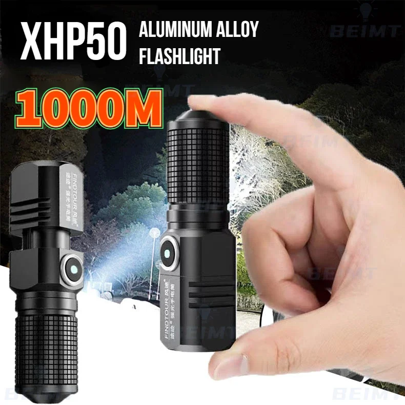 

XHP50 Super Bright LED Flashlight USB MINI Torch Rechargeable Zoom Fishing Lantern Powerful 3 Lighting Mode for Hiking Camping