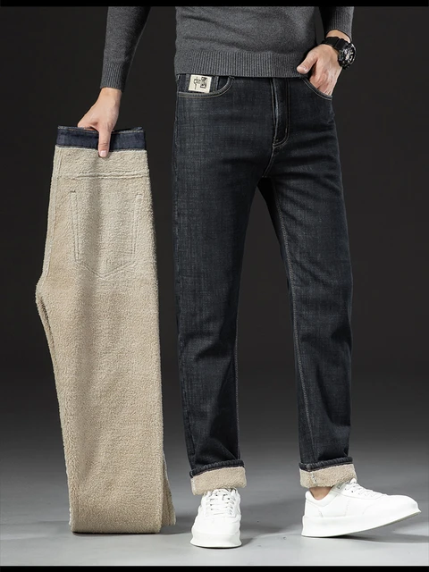 Winter Warm Fleece Jeans Men 2024 Straight Stretch Thick Casual Thermal Denim  Pants Male Business Work Trousers New Men Clothing - AliExpress 200000343