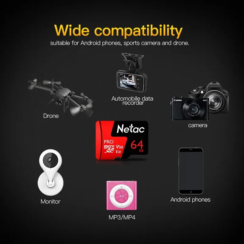 Netac Pro ũ SD SDXC ī, P500, 256GB, 128GB, 64GB, TF ī, U3 V30, ִ 100 MB/s, 32GB, 16GB, U1 ǻ  ڵ