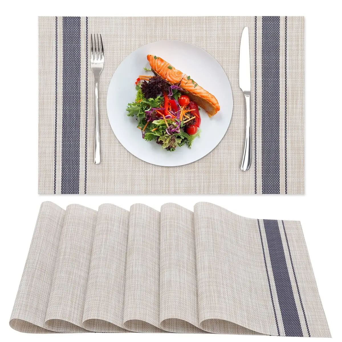 

Heat-Resistant Placemats Stain Resistant Anti-Skid Placemats for Kitchen Table, Washable Durable PVC Mats Woven Vinyl Placemats