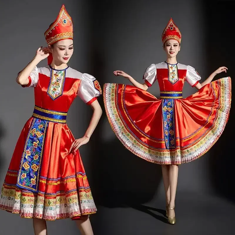 Halloween Women Russian Dance Girl Costume Red Sarafan Folk Party Fancy Dress Adult Russian National Traditional Clothing