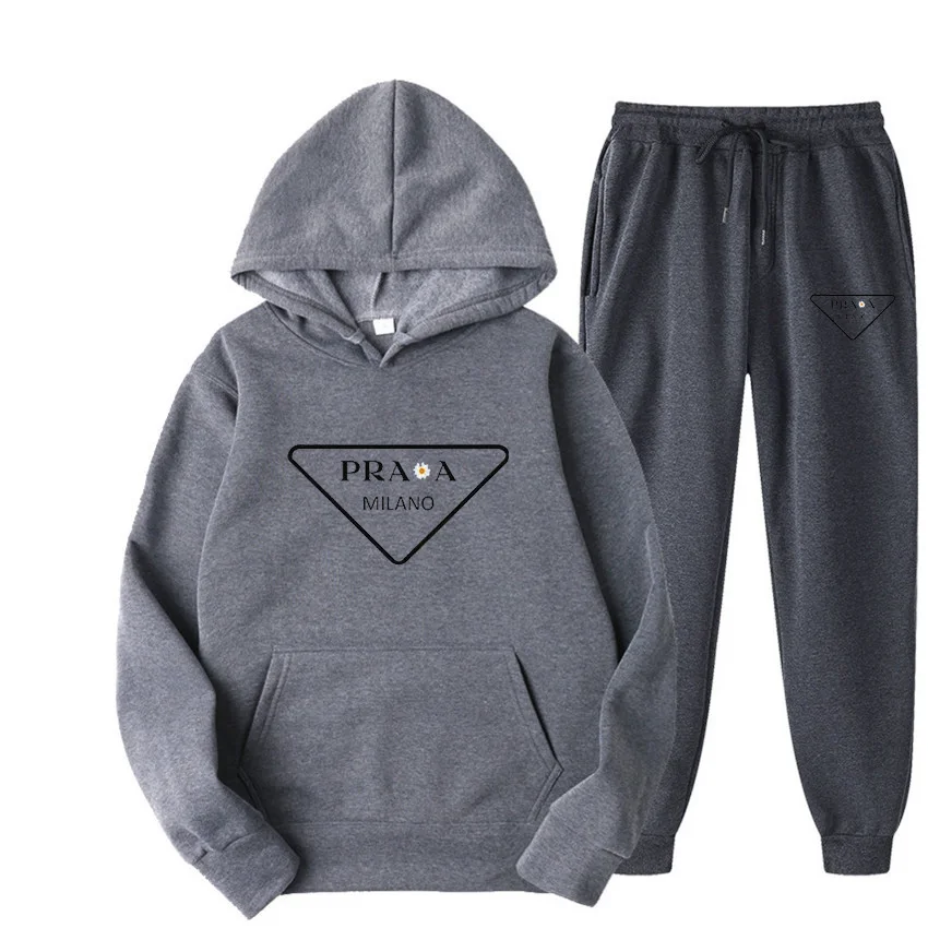 Spring and winter men and women can pullover hoodie + jogging pants two-piece hip hop sportswear suit fashion trend