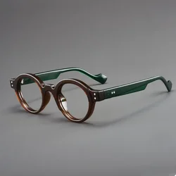 Vintage Small Round Frame Blue Light Blocking Reading Glasses (Green)