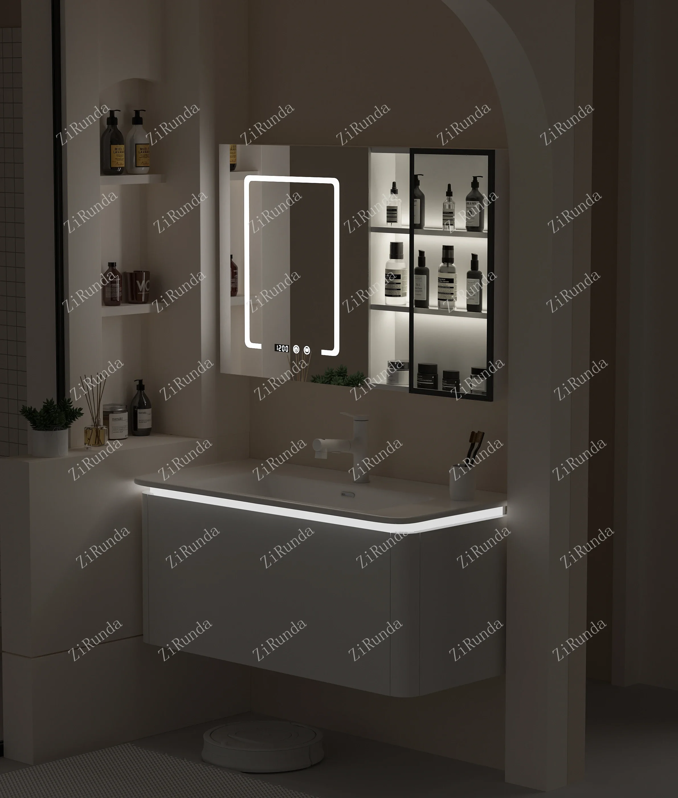 ~Modern Minimalist Bathroom Cabinet Ceramic Whole Washbin Wash Basin Cabinet Combination
