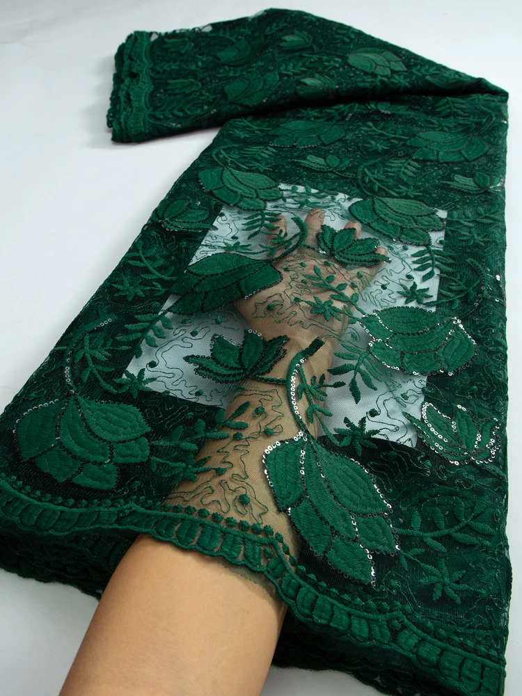 Lace Fabric African Lace Fabric 2.5Yards Embroidered Nigerian Laces French Tulle