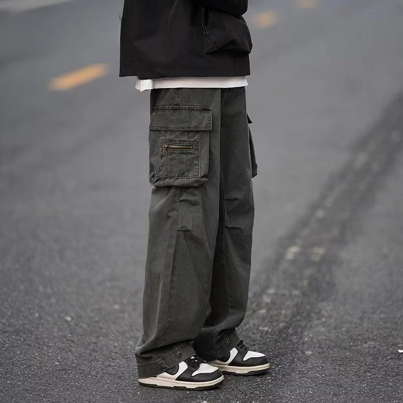 

Spring Men Cargo Pants Cotton Loose Trousers Mens Pants Overalls Multi Pockets Straight Joggers Brand Casual Pants A47