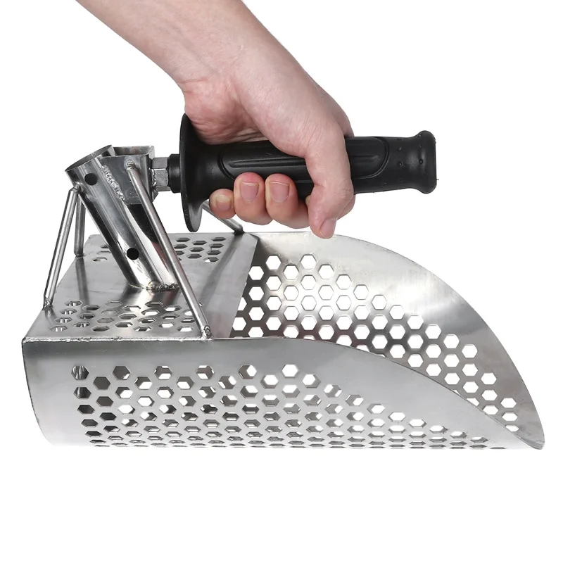 Stainless Steel Sand Scoop for Metal Detecting, Hexahedron 7Mm Holes for Beach Treasure Hunting Hand Held Shovel 4