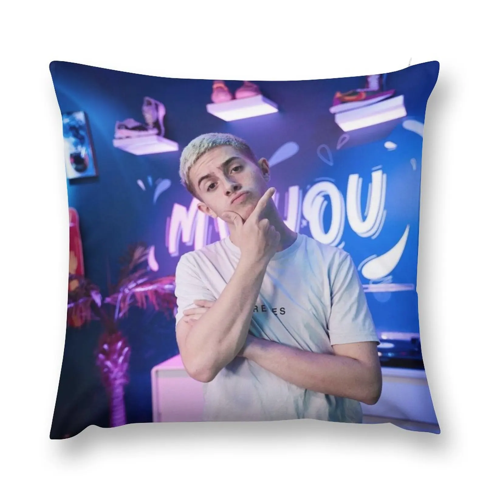 

Michou Portrait Youtube Throw Pillow home decor items Marble Cushion Cover