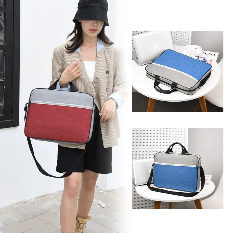 

1pcs Simple Solid Color Laptop Bag Computer Bag Business Tablet Lining shoulder Bag Handbag Crossbody Men And Women Briefcase