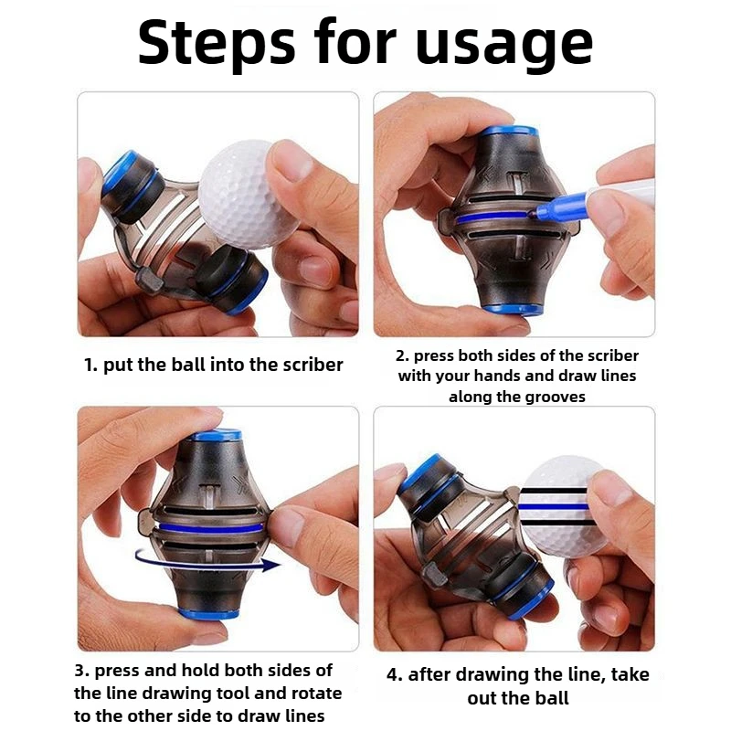 360 Degree Golf Ball Marker Rotating Line Drawer Training Aid Kit with 2 Washable Markers for Practice Alignment and Swing Impro