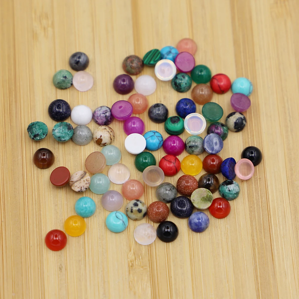 5MM Fashion Natural Stones Round Cabochon Amazonite Rhodochros Amethyst Lapis Lazuli Beads For DIY Jewelry Accessories Wholesale