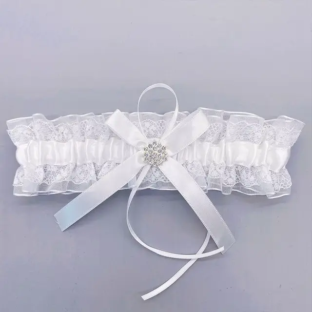 Giarrettiera Nuziale In Pizzo Con Fiocco - Reggicalze Elastico, Taglia Unica, Per Matrimoni E Feste - Foto 4