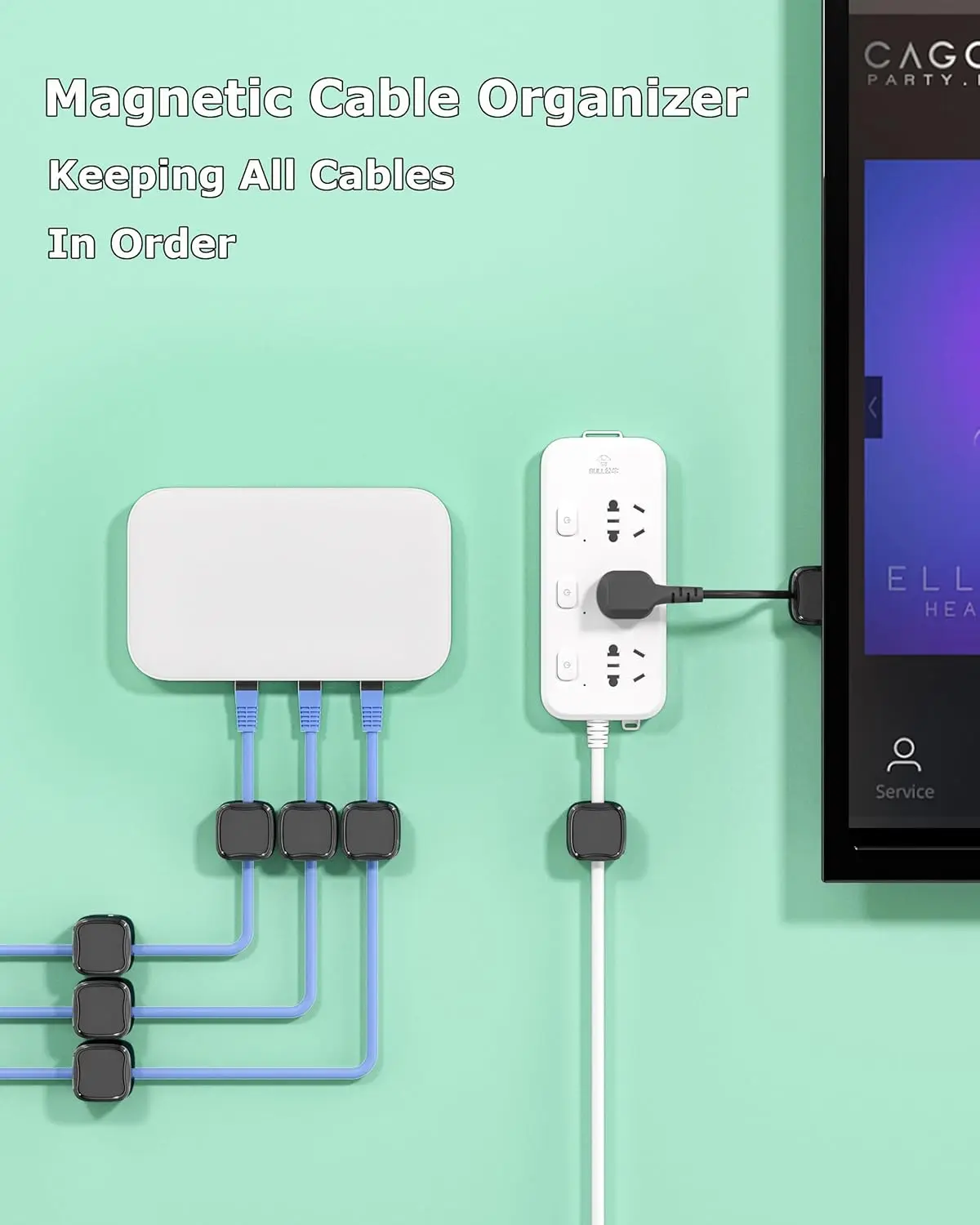 Magnetic Cable Clips - Versatile Cord Organizer and Adhesive Wire Holder for Home, Office, and Car